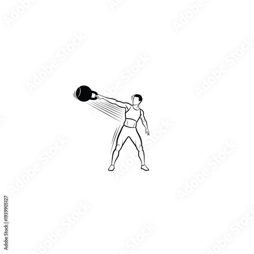Man swinging kettlebell for strength training and fitness