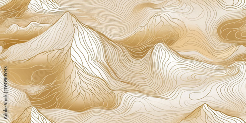 Luxury abstract background of smooth golden silk fabric with shiny satin waves and decorative striped patterns for a soft textile backdrop design