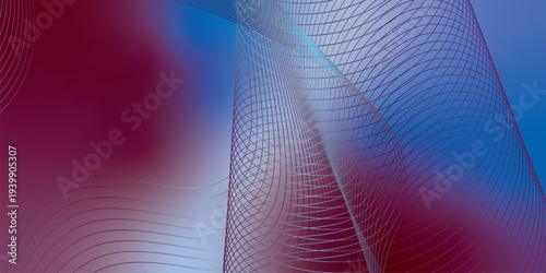 Glowing DeepSkyBlue, Purple and Blue abstract light streaks sweeping across a deep shadowy space with sparkling micro particles, modern digital technology background, vector style