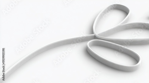 Abstract 3 d render of a white ribbon forming a stylized shape on white