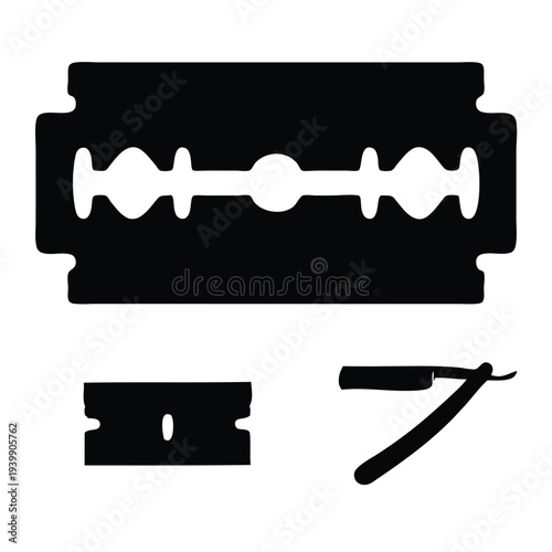 Black and white razor blade and safety razor shaving 1