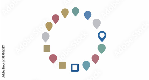 Colorful location pin icon set vector with gps markers navigation symbols and map pointer collection
