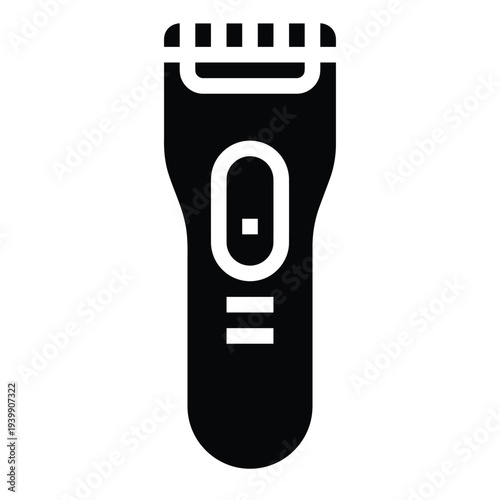 Black and white electric razor with buttons and display