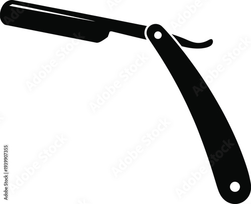 Black and white silhouette of a straight razor shaving