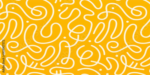 Seamless pattern of orange fire flames vector illustration with yellow swirls and floral ornament shapes for fabric design and light nature texture backdrop