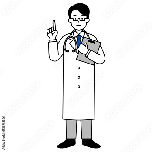 回答する医師の男性（全身）