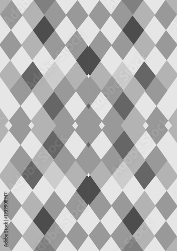 A timeless and sophisticated argyle diamond pattern rendered in varying shades of gray, from deep charcoal to soft light gray and white. The classic repeating diamond grid creates a clean, structured 
