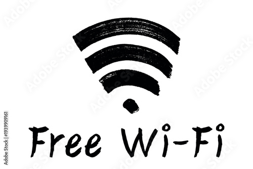 Hand drawn free wifi spot zone sign Public wi-fi area sign Wireless internet clipart in doodle style Single element for print, web, design, decor 3G, 4G, 5G, 6G, IoT