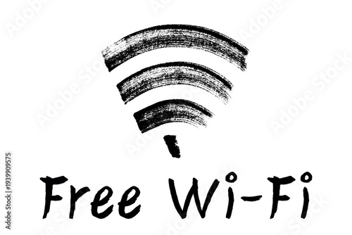 Hand drawn free wifi spot zone sign Public wi-fi area sign Wireless internet clipart in doodle style Single element for print, web, design, decor 3G, 4G, 5G, 6G, IoT