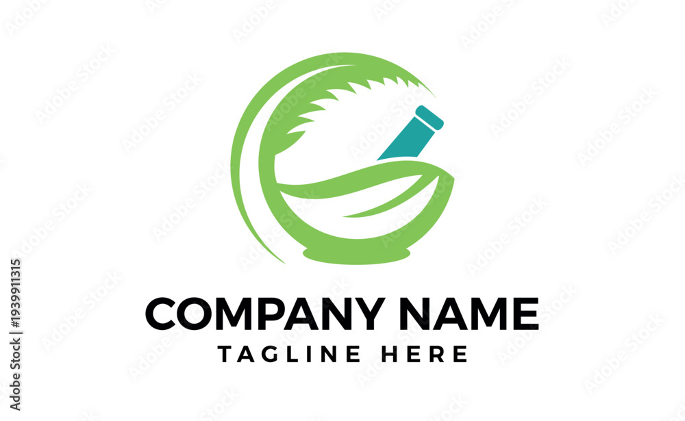 Fototapeta premium Mortar pestle logo design inspiration