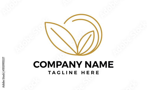 Abstract gold leaf logo icon vector design Landscape garden and ecology