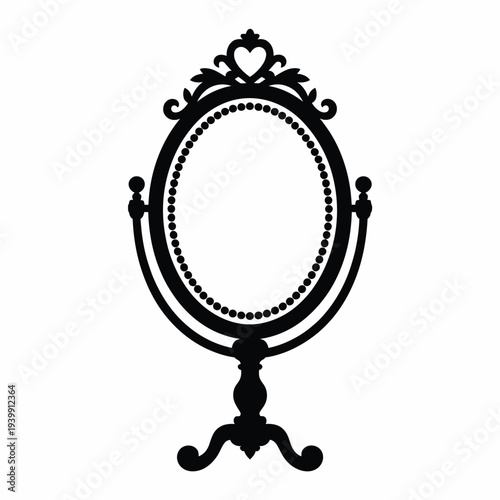 Ornate victorian era hand mirror with beaded frame