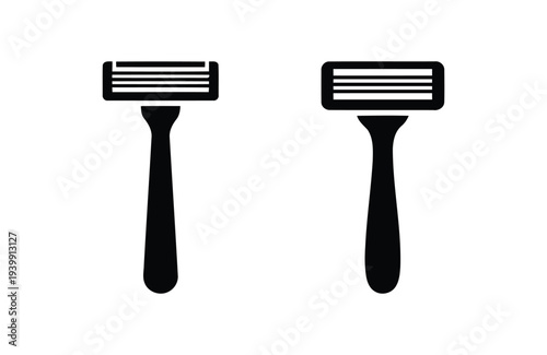 Two black razor blades with handles shaving grooming
