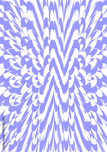 a captivating, high-contrast abstract design that blends rhythmic geometry with a fluid, digital aesthetic. The image features a series of repeating, wave-like shapes rendered in a soothing periwinkle