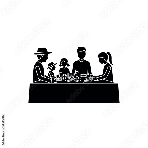 Family dinner silhouette.