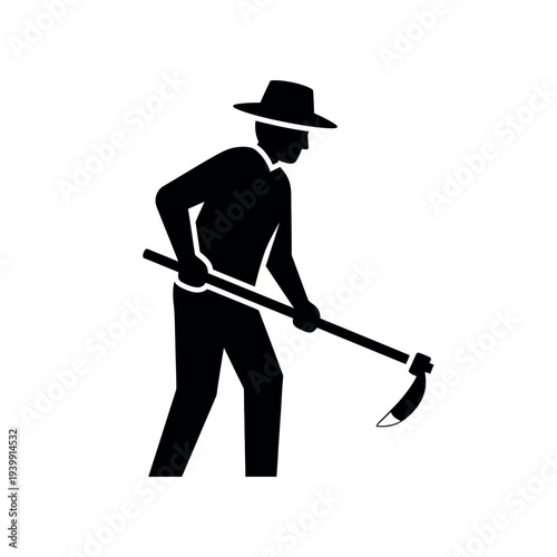 Farmer working with hoe silhouette 1.