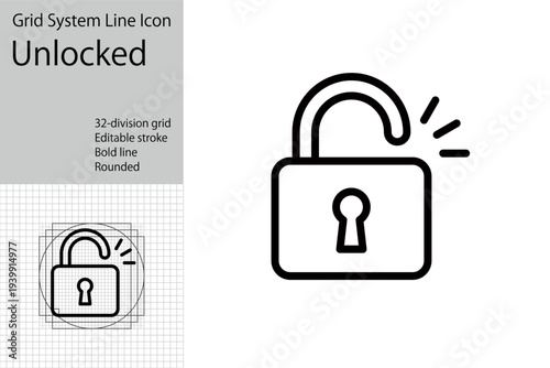 Padlock unlock icon, security system, encryption, network security related icon