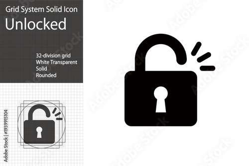 Padlock unlock icon, security system, encryption, network security related icon
