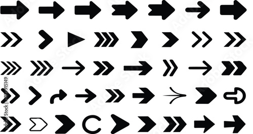Black Arrows Flat Icons Set for Web Design – Direction Pointer Vector Collection