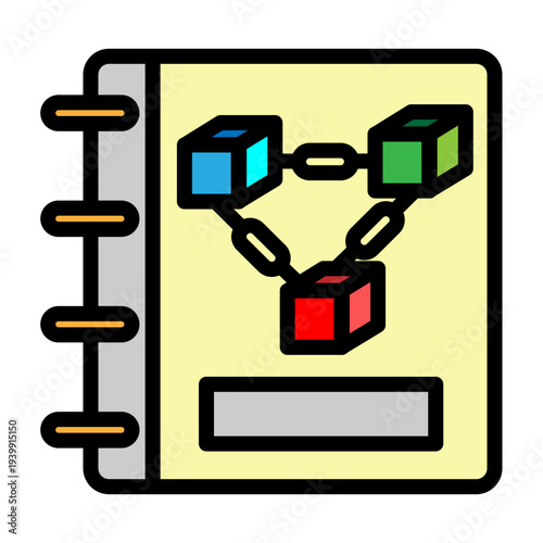 Blockchain Ledger Vector Filled Icon Design