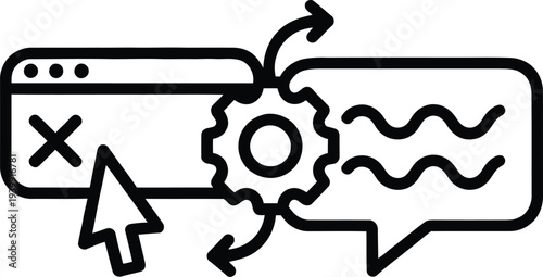 Vector icon of website error message and gear