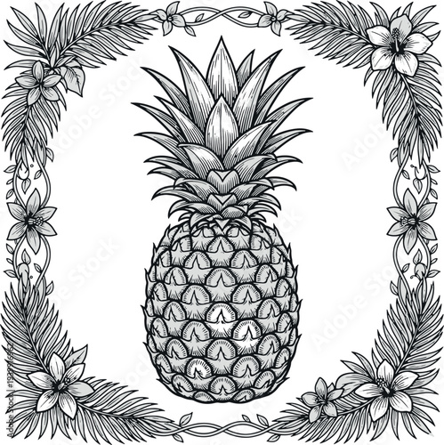 vector illustration of pineapple clip art