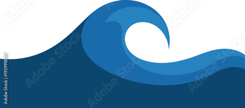 A serene ocean wave illustration viewed from above, showcasing a tranquil aquatic scene with a blue hue