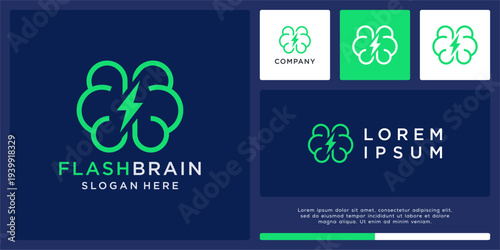 Flash brain logo design template
