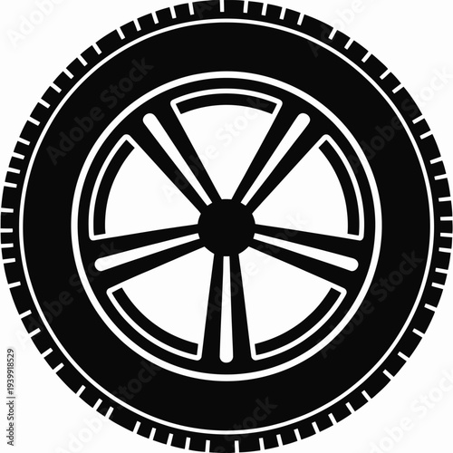 Black and white of a wagon wheel spokes circular vintage