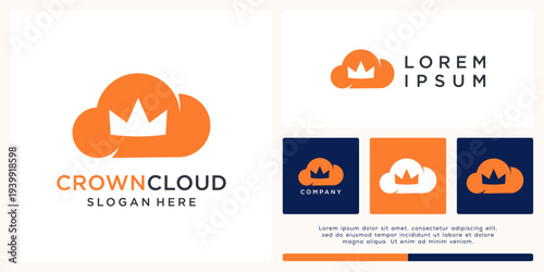 Crown cloud logo design template