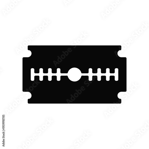 Black and white razor blade with perforations and center hole