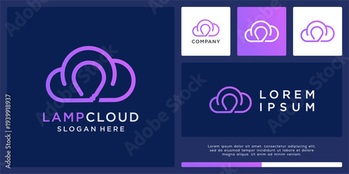 Lamp cloud logo design template , basic, combination