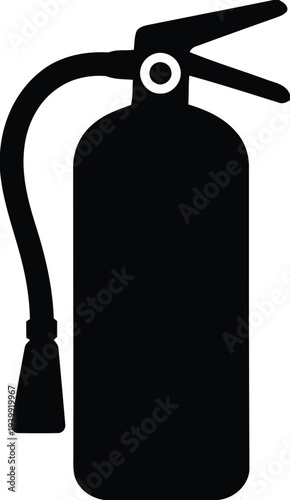 Black fire extinguisher silhouette with handle and hose