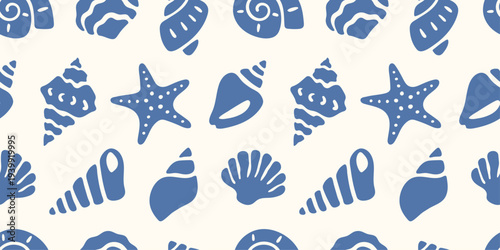 Abstract pattern with shells in naive style