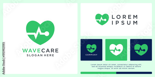Wave care logo design with abstract heart