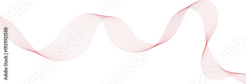 Abstract vector red wave lines on white abstract dynamic waves line background.
