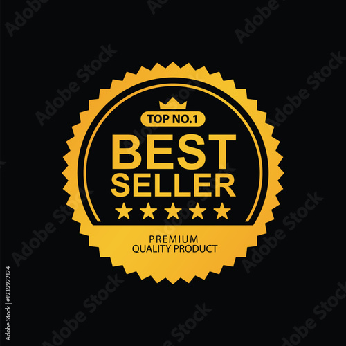 gold best seller icon, logo and badge for business product. vector template