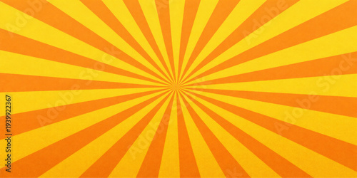 Abstract radiant orange and yellow burst of energy and excitement. The striking design commands attention, with symmetrical rays converging at a central point.