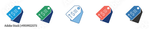 Colorful vector price tag icons featuring dollar symbols. Essential for sales, discounts, e-commerce promotions, retail marketing, and highlighting commercial offers