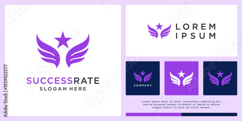 Success rate logo design with star and wing