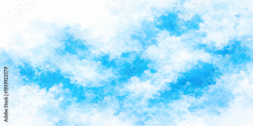 Abstract a serene composition of puffy clouds drifting across a bright blue sky, the ethereal atmosphere evokes a sense of tranquility.