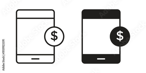 Mobile banking icon. Premium thin line vector illustrator. Vector EPS10