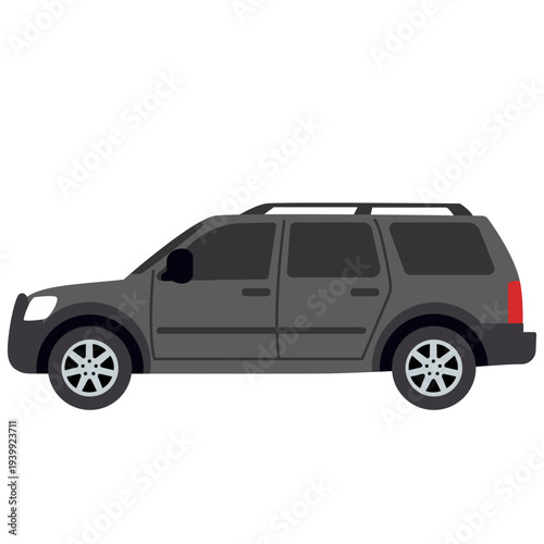 Gray SUV ideal for family transport, off-road vehicles, utility vehicles, and modern automotive illustrations with flat design style.