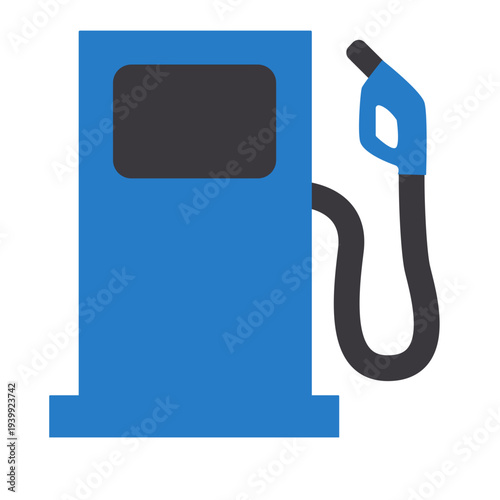 Blue gas pump fuel station ideal for refueling, gas stations, automotive services, and energy illustrations with colorful flat design style.