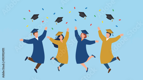 Graduation Day Celebration with Jumping Students.