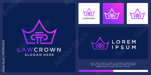 Law crown logo design template