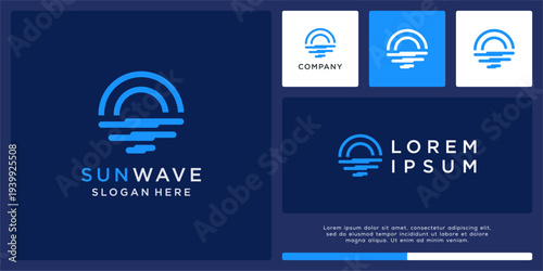 Sun wave logo design template