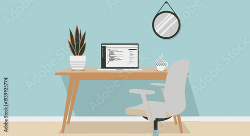 Modern Home Office Workspace with Desk and Chair