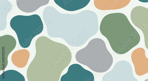 Abstract Organic Shapes Pattern, Pastel Camouflage Background, Modern Organic Design