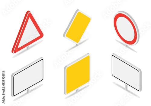 Collection of warning signs displayed on digital screens from a straightforward viewpoint